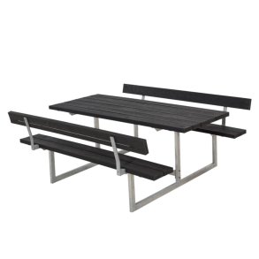 Basic Bord/Bnkest m/2 rygln - 177 cm - RePlast - Sort