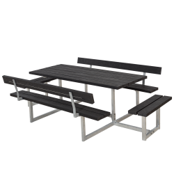 Basic Bord/Bnkest m/2 rygln og 2 pbygninger - 260 cm - RePlast - Sort