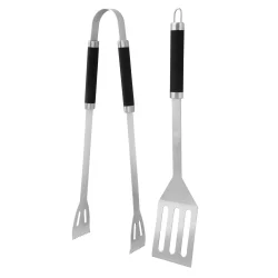 Grills�t i rustfrit st�l � Tang og grillspade med praktiske oph�ngsl�kker