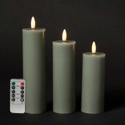 Batteridrevet LED bloklys med 3D v�ge. 12,5, 15 og 17,5 cm. h�j - v�lg farve: