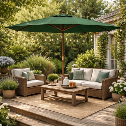 100 % vandt�t Parasol m/2-delt stok. �: 3M.  V�lg farve + Dug har UV30+ solbeskyttelse. Model: Nice