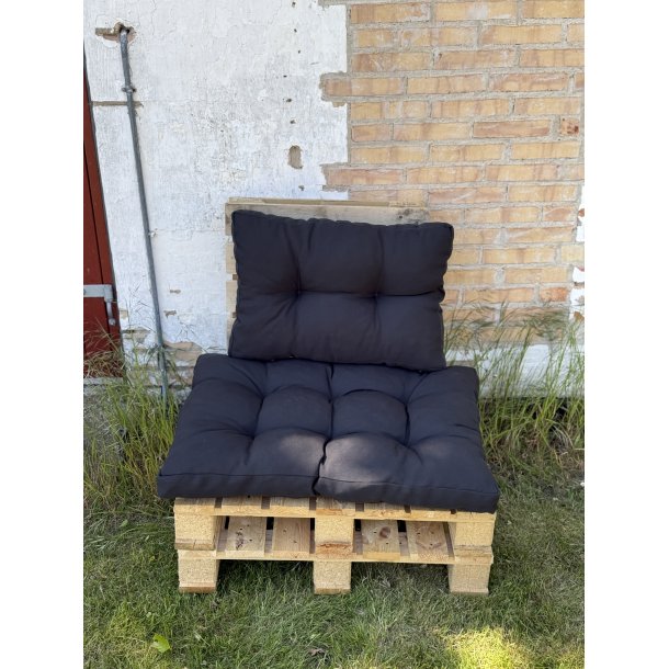 Sort talmar ryg- og sdehynder til paller - St af ryghynde og sdehynde - halvpalle 60x80 cm 