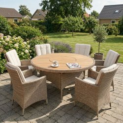 Sanna Havebord med drejeskive �150 cm � Aluminium / Polyrattan / Polywood - Flere farver!