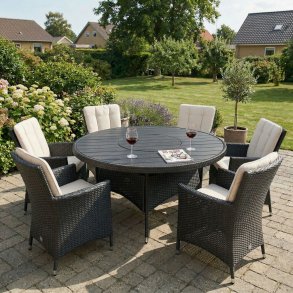 Sanna Havebord med drejeskive �150 cm � Aluminium / Polyrattan / Polywood - Flere farver!