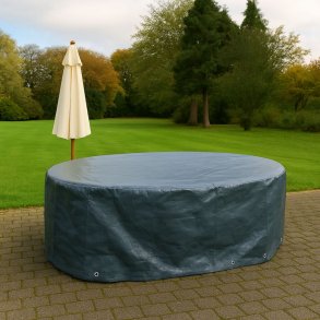 100% vandtt Overtrk til ovalt bord - 230 x 135 x Hjde 70 cm. Passer til bord med 6-8 stole