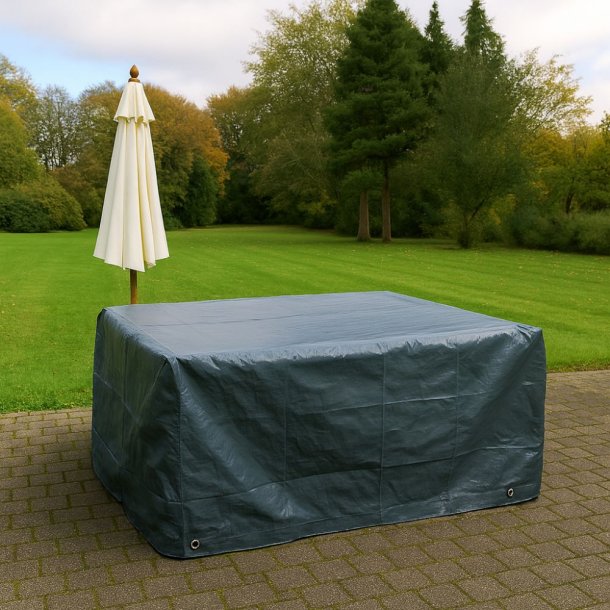 100 % vandtt overtrk til firkantet bord med 4- 8 stole - 215x170x105 cm. 