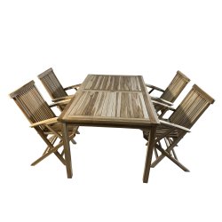 Klassisk havembelst i silver teak til 4 personer. Model: Mondena/Java