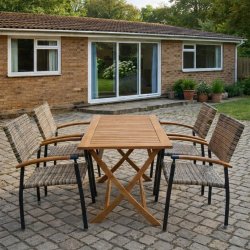 Boston / Era uteplatsset med 4 cappuccinof�rgade stolar