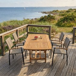 Boston / Era uteplatsset f�r 4-10 personer - Cappuccino F�rgade stolar