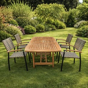 Boston / Era uteplatsset f�r 4-10 personer - Cappuccino F�rgade stolar