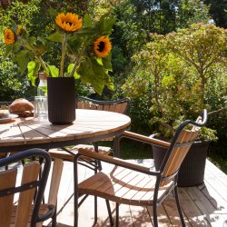 Ella havembelst bord  110 cm - aluminium og teak til 4 personer - vlg bord og stoles farve