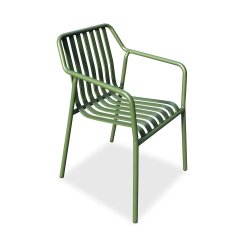 Massiv alu Stabelbar Henry havestol med lameller og armln - vlg farve!