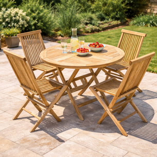 Palma Teak Havem�bels�t bord med 4 stole.