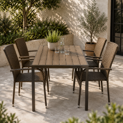 Nantes/Pisa terrasses�t med 4 stabelstole