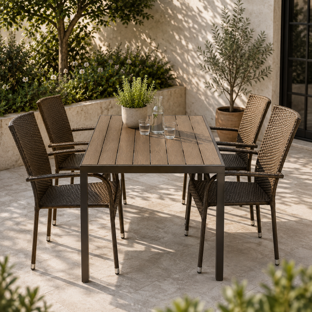 Nantes/Pisa terrasses�t med 4 stabelstole