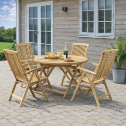 Bahamas Silver Teaks�t med 4 stk. klapstole med arml�n 