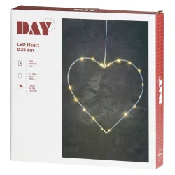 LED hjerte med sugekop 25cm til indendrs brug