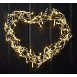 Langtidsholdbar Slv Metal Hjerte LED Lyskde. vlg mellem 2 str.