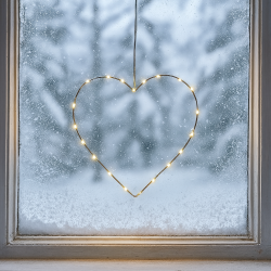 LED hjerte med sugekop 25cm til indendrs brug