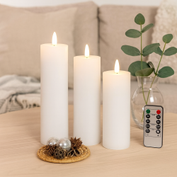 Batteridrevet LED bloklys med 3D v�ge. 12,5, 15 og 17,5 cm. h�j - v�lg farve: