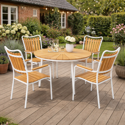 Eva Magnolia Tr�dg�rdsset med bord �: 130 cm + 4 stolar - v�lj f�rg p� ramen