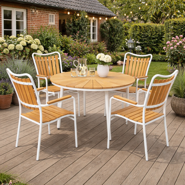 Eva Magnolia Tr�dg�rdsset med bord �: 130 cm + 4 stolar - v�lj f�rg p� ramen