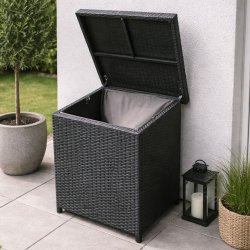 Lille vedligeholdelsesfri hyndeboks til s�dehynder - Fremstillet i alu og sort polyrattan