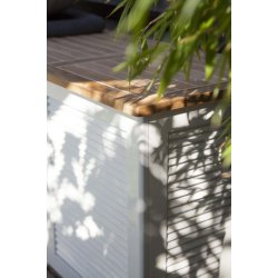 Stor hvid hyndeboks med vandtt teaktrs lg - Hvid/teak