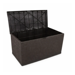 Stor Vandt�t 460L hyndeboks i sort Rattan-look - 120x61x63 cm - Vedligeholdelsesfri og vejrbestandig - St�rrelsen passer til 5-positionshynder og mindre
