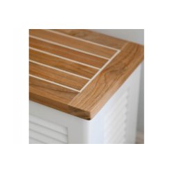 Hyndeboks lille hjglas hvid med teak lg