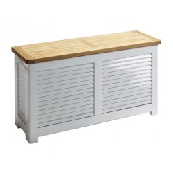 Hyndeboks lille hjglas hvid med teak lg