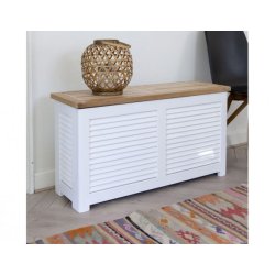 Hyndeboks lille hjglas hvid med teak lg