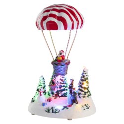 Jule varmluftsballon med LED og musik(8 forskellige melodier) Magisk Juledekoration med Lys og Musik