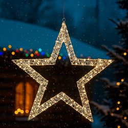Julestjerneoph�ng med masser af LED lys  - Uden- og indend�rs brug - Timerfunktion. -V�lg st�rrelse