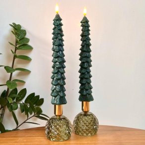 Juletrer som stagelys. St med 2 stk. hjde 29 cm. med chip til fjernbetjening skal tilkbes