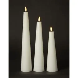 Tre Kegleformede LED Lys i hvid med fjernbetjening