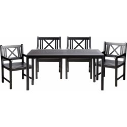 Rosenborg Trdgrdsmbler dukat bord + 4 stolar - Svart