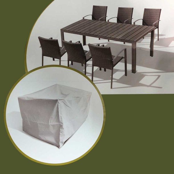 Lux Cover til bord aflangt med plads til 6-8 stole. str. 200 x 120 cm - hjde 84 cm