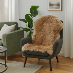 �gte Lammeskind s�de+ryg til sofa eller loungestol - 60 x 90 - v�lg farve