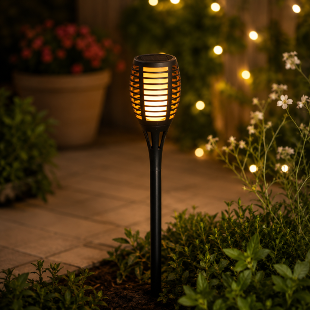 Solar Fakkel �10 � H58 cm � Stemningsfuld Havebelysning med Flammeeffekt