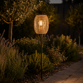 Da'core Solar lanterne med p�re og spyd � �13 � H80 cm � natur