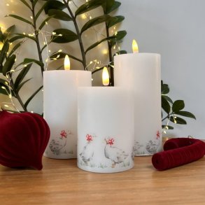 St med 3 LED bloklys - Julender - Med fjernbetjening!