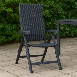 Sort havem�bels�t med k�mpe udtr�ksbord og 6 lette positionsstole - 100% vedligeholdelsesfrit