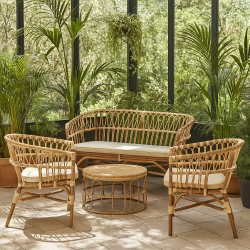 Loungest til 4 personer - loungesofa, to loungestole og bord - Henderson