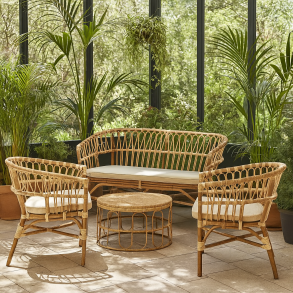 Loungeset fr 4 personer - loungesoffa, tv loungestolar och bord - Henderson