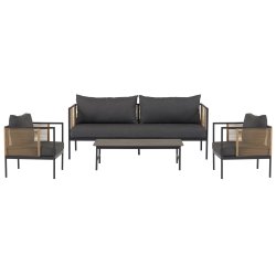 Komfortabelt vedligeholdelsesfrit loungest med sofa, to stole og bord