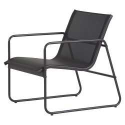 Elegant lounge st i sort. Lavet i metal og tekstilene.