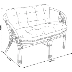 Loungest i bambus rattan med bord, sofa og 2 stole. inkl naturfarvet hynder