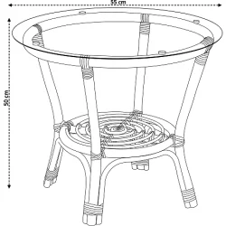 Loungest i bambus rattan med bord, sofa og 2 stole. inkl naturfarvet hynder