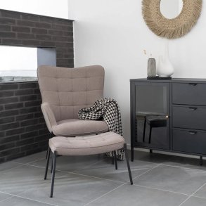 Glasgow lounges�t - Loungestol og fodskammel - i stonegrey